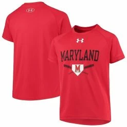 Youth Under Armour Red Maryland Terrapins Baseball Tech Raglan T-Shirt