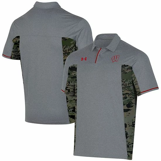 Men's Under Armour Gray Wisconsin Badgers Freedom Polo 2 Men's Under Armour Gray Wisconsin Badgers Freedom Polo - Image 2