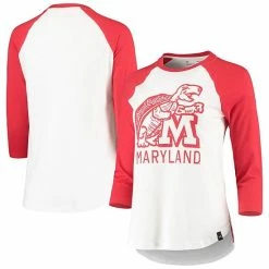 Women's Under Armour White/Red Maryland Terrapins Performance Cotton 3/4-Sleeve Raglan T-Shirt
