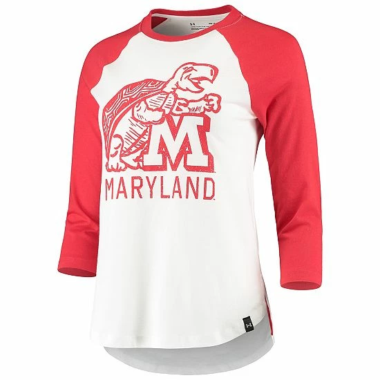 Women's Under Armour White/Red Maryland Terrapins Performance Cotton 3/4-Sleeve Raglan T-Shirt 2 Women's Under Armour White/Red Maryland Terrapins Performance Cotton 3/4-Sleeve Raglan T-Shirt - Image 2