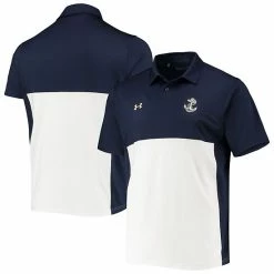 Men's Under Armour Navy/White Navy Midshipmen 2022 Blocked Coaches Performance Polo