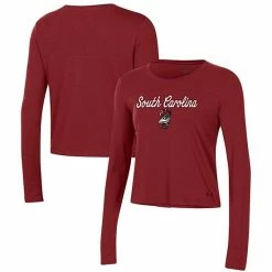 Women's Under Armour Cardinal South Carolina Gamecocks Vault Cropped Long Sleeve T-Shirt