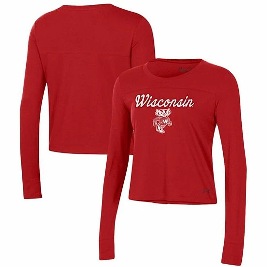 Women's Under Armour Red Wisconsin Badgers Vault Cropped Long Sleeve T-Shirt 1 Women's Under Armour Red Wisconsin Badgers Vault Cropped Long Sleeve T-Shirt