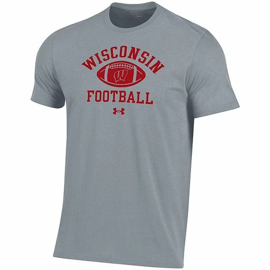 Men's Under Armour Gray Wisconsin Badgers Football Practice T-Shirt 3 Men's Under Armour Gray Wisconsin Badgers Football Practice T-Shirt - Image 3