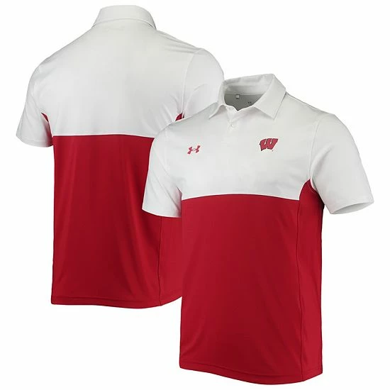 Men's Under Armour White/Red Wisconsin Badgers 2022 Blocked Coaches Performance Polo 1 Men's Under Armour White/Red Wisconsin Badgers 2022 Blocked Coaches Performance Polo