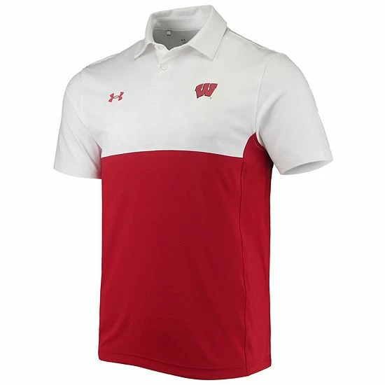 Men's Under Armour White/Red Wisconsin Badgers 2022 Blocked Coaches Performance Polo 3 Men's Under Armour White/Red Wisconsin Badgers 2022 Blocked Coaches Performance Polo - Image 3