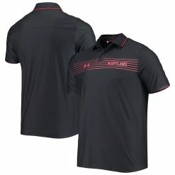 Men's Under Armour Black Maryland Terrapins Sideline Chest Stripe Performance Polo