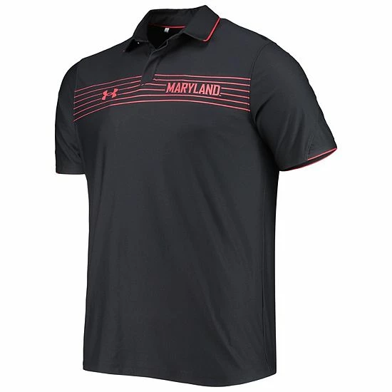 Men's Under Armour Black Maryland Terrapins Sideline Chest Stripe Performance Polo 2 Men's Under Armour Black Maryland Terrapins Sideline Chest Stripe Performance Polo - Image 2
