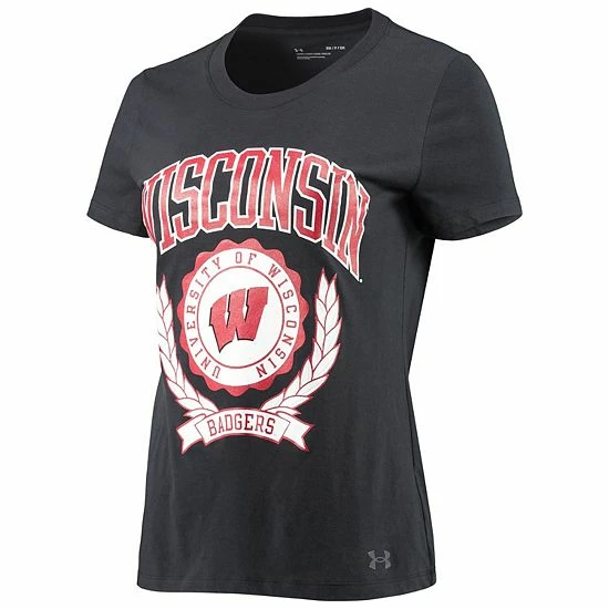Women's Under Armour Black Wisconsin Badgers T-Shirt 3 Women's Under Armour Black Wisconsin Badgers T-Shirt - Image 3