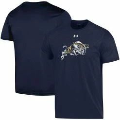 Men's Under Armour Navy Navy Midshipmen School Mascot Logo Performance Cotton T-Shirt