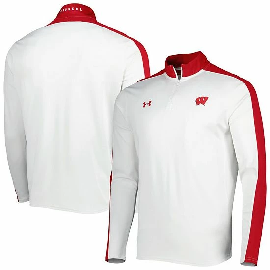 Men's Under Armour White Wisconsin Badgers Lightweight Mock Neck Performance Quarter-Zip Jacket 1 Men's Under Armour White Wisconsin Badgers Lightweight Mock Neck Performance Quarter-Zip Jacket