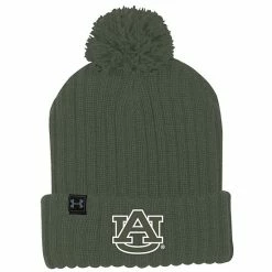 Men's Under Armour Olive Auburn Tigers Freedom Cuffed Pom Knit Hat