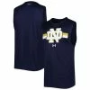 Men's Under Armour Navy Notre Dame Fighting Irish Logo Striped Tech Performance Tank Top