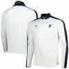 Men's Under Armour White Navy Midshipmen Lightweight Mock Neck Performance Quarter-Zip Jacket