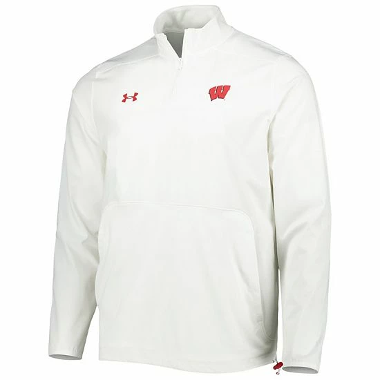 Men's Under Armour White Wisconsin Badgers Motivate 2.0 Quarter-Zip Performance Jacket 3 Men's Under Armour White Wisconsin Badgers Motivate 2.0 Quarter-Zip Performance Jacket - Image 3