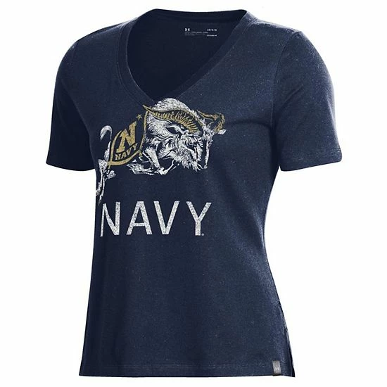 Women's Under Armour Navy Navy Midshipmen Logo Performance V-Neck T-Shirt 3 Women's Under Armour Navy Navy Midshipmen Logo Performance V-Neck T-Shirt - Image 3