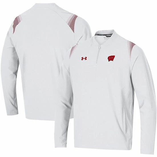 Men's Under Armour White Wisconsin Badgers 2021 Sideline Motivate Quarter-Zip Jacket 1 Men's Under Armour White Wisconsin Badgers 2021 Sideline Motivate Quarter-Zip Jacket