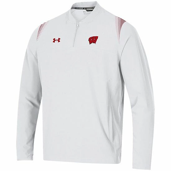 Men's Under Armour White Wisconsin Badgers 2021 Sideline Motivate Quarter-Zip Jacket 3 Men's Under Armour White Wisconsin Badgers 2021 Sideline Motivate Quarter-Zip Jacket - Image 3