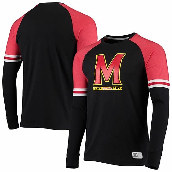 Men's Under Armour Black/Red Maryland Terrapins Game Day Sleeve Stripe Raglan Long Sleeve T-Shirt 1 Men's Under Armour Black/Red Maryland Terrapins Game Day Sleeve Stripe Raglan Long Sleeve T-Shirt