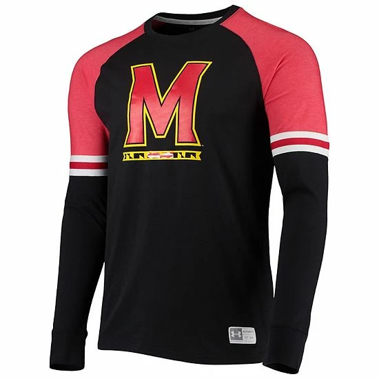 Men's Under Armour Black/Red Maryland Terrapins Game Day Sleeve Stripe Raglan Long Sleeve T-Shirt 3 Men's Under Armour Black/Red Maryland Terrapins Game Day Sleeve Stripe Raglan Long Sleeve T-Shirt - Image 3
