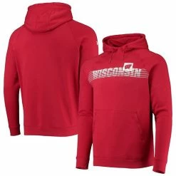 Men's Under Armour Red Wisconsin Badgers 2021 Sideline Fleece Raglan Pullover Hoodie