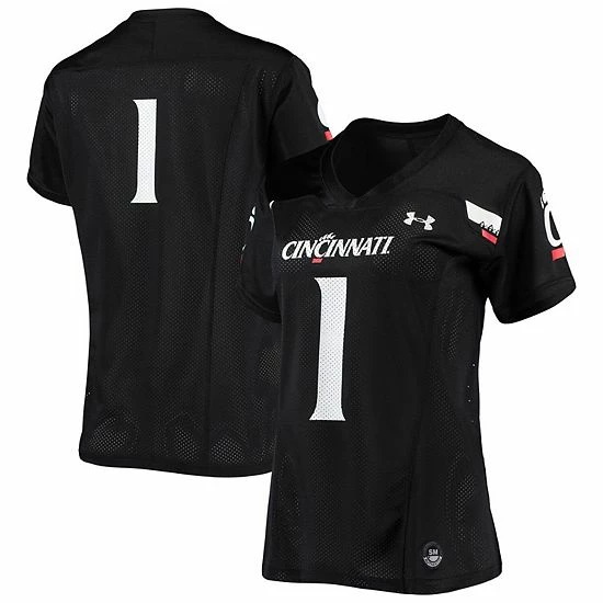Women's Under Armour #1 Black Cincinnati Bearcats Finished Replica Football Jersey 1 Women's Under Armour #1 Black Cincinnati Bearcats Finished Replica Football Jersey