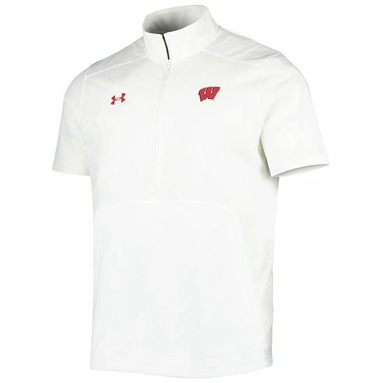 Men's Under Armour White Wisconsin Badgers Motivate 2.0 Half-Zip Jacket 3 Men's Under Armour White Wisconsin Badgers Motivate 2.0 Half-Zip Jacket - Image 3