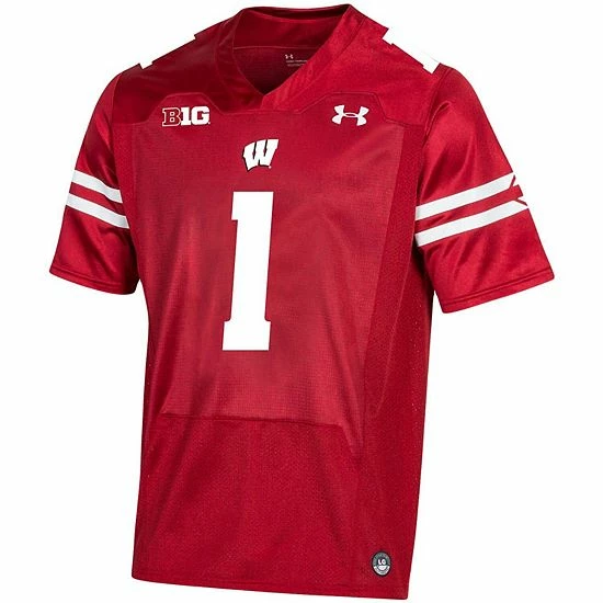 Men's Under Armour #1 Red Wisconsin Badgers Premier Football Jersey 3 Men's Under Armour #1 Red Wisconsin Badgers Premier Football Jersey - Image 3