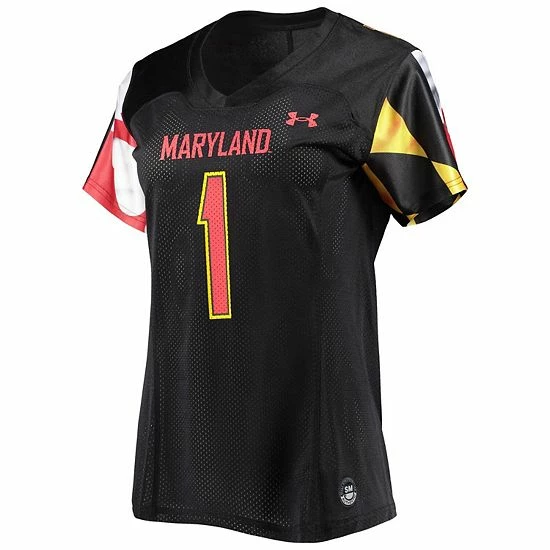 Women's Under Armour #1 Black Maryland Terrapins Replica Jersey 2 Women's Under Armour #1 Black Maryland Terrapins Replica Jersey - Image 2