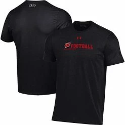 Men's Under Armour Black Wisconsin Badgers 2022 Sideline Football Performance Cotton T-Shirt