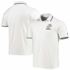 Men's Under Armour White Navy Midshipmen Rivalry USMC Team Issue Performance Playoff 2.0 Pique Special Game Polo