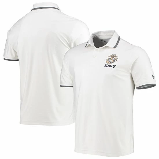 Men's Under Armour White Navy Midshipmen Rivalry USMC Team Issue Performance Playoff 2.0 Pique Special Game Polo 2 Men's Under Armour White Navy Midshipmen Rivalry USMC Team Issue Performance Playoff 2.0 Pique Special Game Polo - Image 2