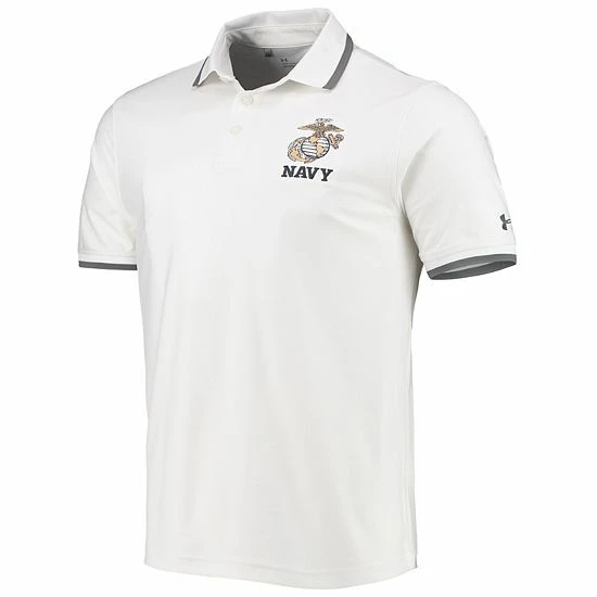 Men's Under Armour White Navy Midshipmen Rivalry USMC Team Issue Performance Playoff 2.0 Pique Special Game Polo 3 Men's Under Armour White Navy Midshipmen Rivalry USMC Team Issue Performance Playoff 2.0 Pique Special Game Polo - Image 3