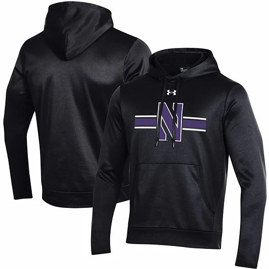 Men's Under Armour Black Northwestern Wildcats Logo Stripe Fleece Pullover Hoodie 2 Men's Under Armour Black Northwestern Wildcats Logo Stripe Fleece Pullover Hoodie - Image 2