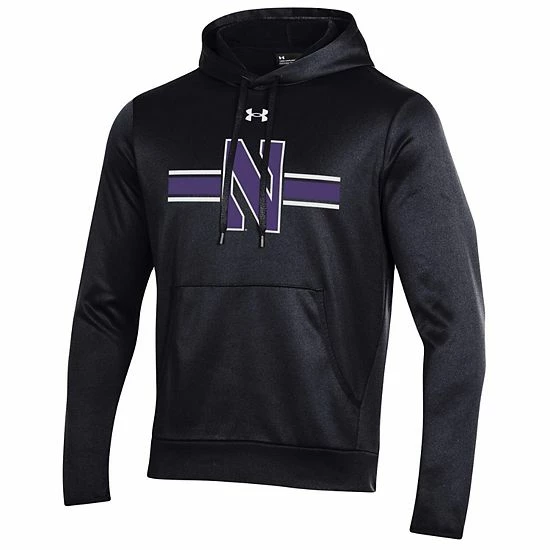Men's Under Armour Black Northwestern Wildcats Logo Stripe Fleece Pullover Hoodie 3 Men's Under Armour Black Northwestern Wildcats Logo Stripe Fleece Pullover Hoodie - Image 3