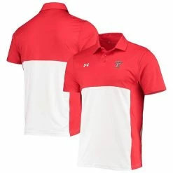 Men's Under Armour Red/White Texas Tech Red Raiders 2022 Blocked Coaches Performance Polo