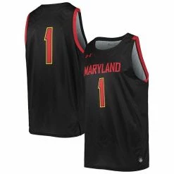 Men's Under Armour #1 Black Maryland Terrapins College Replica Basketball Jersey