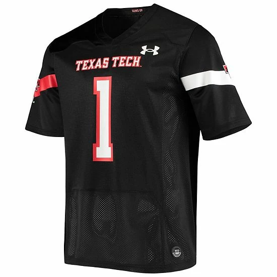 Men's Under Armour #1 Black Texas Tech Red Raiders Logo Replica Football Jersey 3 Men's Under Armour #1 Black Texas Tech Red Raiders Logo Replica Football Jersey - Image 3