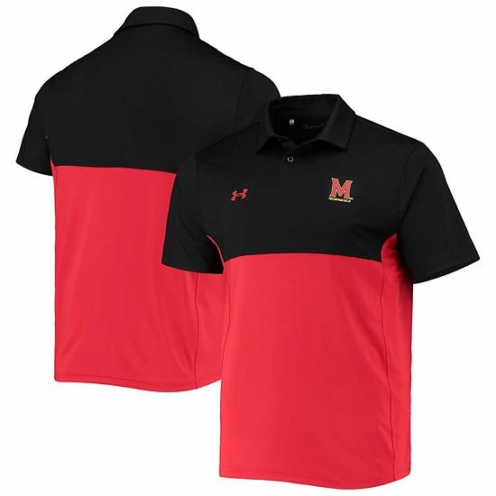 Men's Under Armour Black/Red Maryland Terrapins 2022 Blocked Coaches Performance Polo 2 Men's Under Armour Black/Red Maryland Terrapins 2022 Blocked Coaches Performance Polo - Image 2