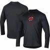 Men's Under Armour Black Wisconsin Badgers Football Raglan Long Sleeve T-Shirt