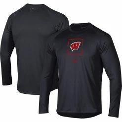 Men's Under Armour Black Wisconsin Badgers Football Raglan Long Sleeve T-Shirt