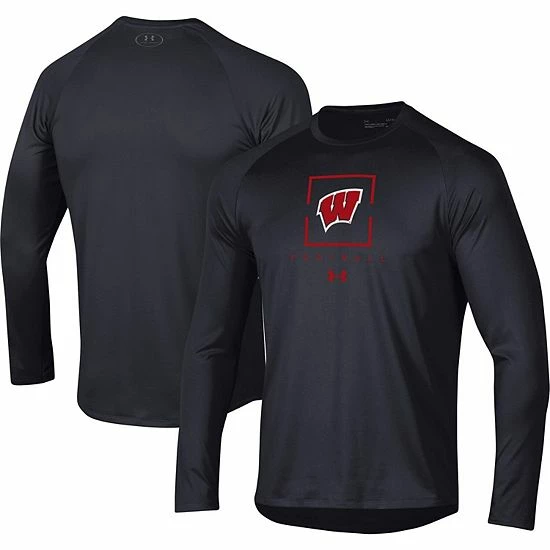 Men's Under Armour Black Wisconsin Badgers Football Raglan Long Sleeve T-Shirt 2 Men's Under Armour Black Wisconsin Badgers Football Raglan Long Sleeve T-Shirt - Image 2