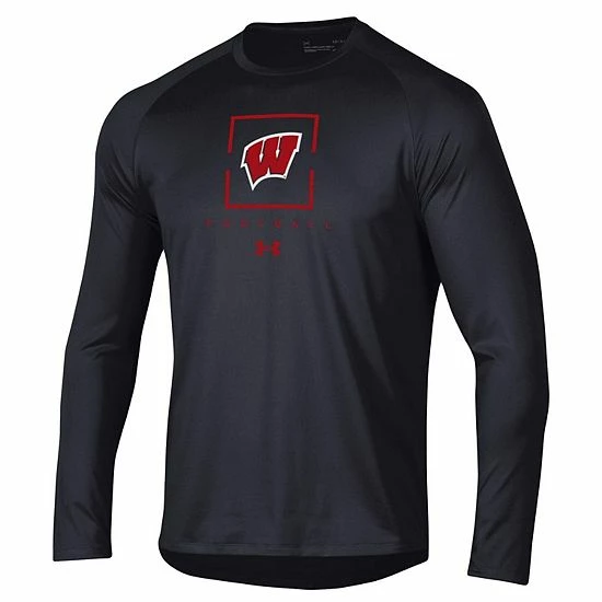 Men's Under Armour Black Wisconsin Badgers Football Raglan Long Sleeve T-Shirt 3 Men's Under Armour Black Wisconsin Badgers Football Raglan Long Sleeve T-Shirt - Image 3
