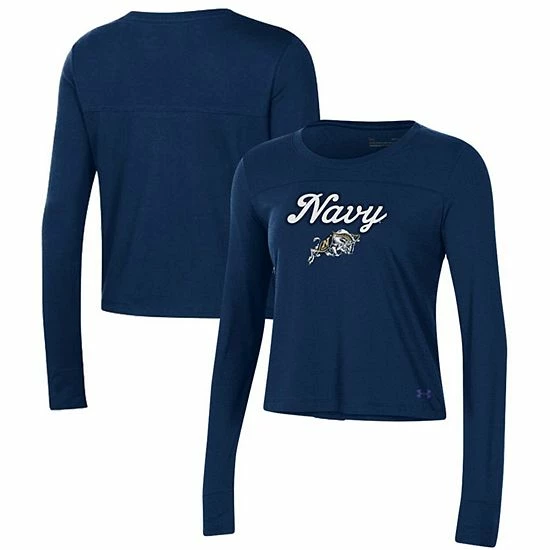 Women's Under Armour Navy Navy Midshipmen Vault Cropped Long Sleeve T-Shirt 1 Women's Under Armour Navy Navy Midshipmen Vault Cropped Long Sleeve T-Shirt
