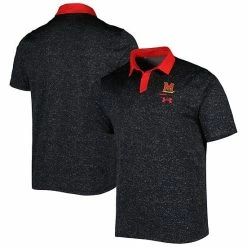 Men's Under Armour Black Maryland Terrapins Static Performance Polo