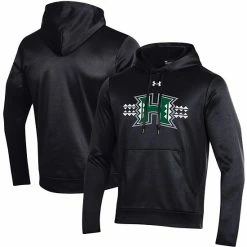 Men's Under Armour Black Hawaii Warriors Logo Stripe Fleece Pullover Hoodie
