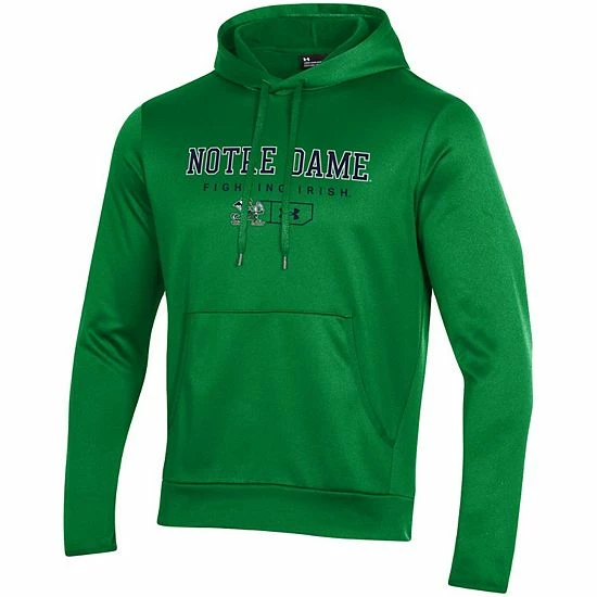 Men's Under Armour Green Notre Dame Fighting Irish Logo Lockup Fleece Performance Pullover Hoodie 3 Men's Under Armour Green Notre Dame Fighting Irish Logo Lockup Fleece Performance Pullover Hoodie - Image 3