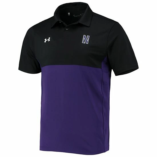 Men's Under Armour Black/Purple Northwestern Wildcats 2022 Blocked Coaches Performance Polo 3 Men's Under Armour Black/Purple Northwestern Wildcats 2022 Blocked Coaches Performance Polo - Image 3