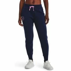 Women's Under Armour Rival Fleece Crest Joggers Midnight Navy