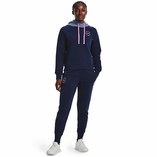 Women's Under Armour Rival Fleece Crest Joggers Midnight Navy 3 Women's Under Armour Rival Fleece Crest Joggers Midnight Navy - Image 3